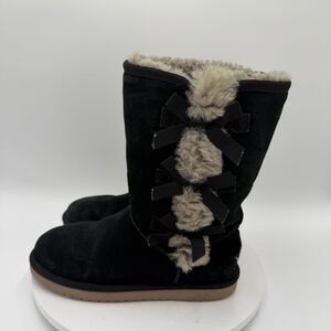 Koolaburra by Ugg Women’s Size 8 Victoria Tall Boots Suede Black Bows